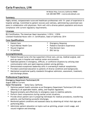 Emergency Department Technician Resume Example