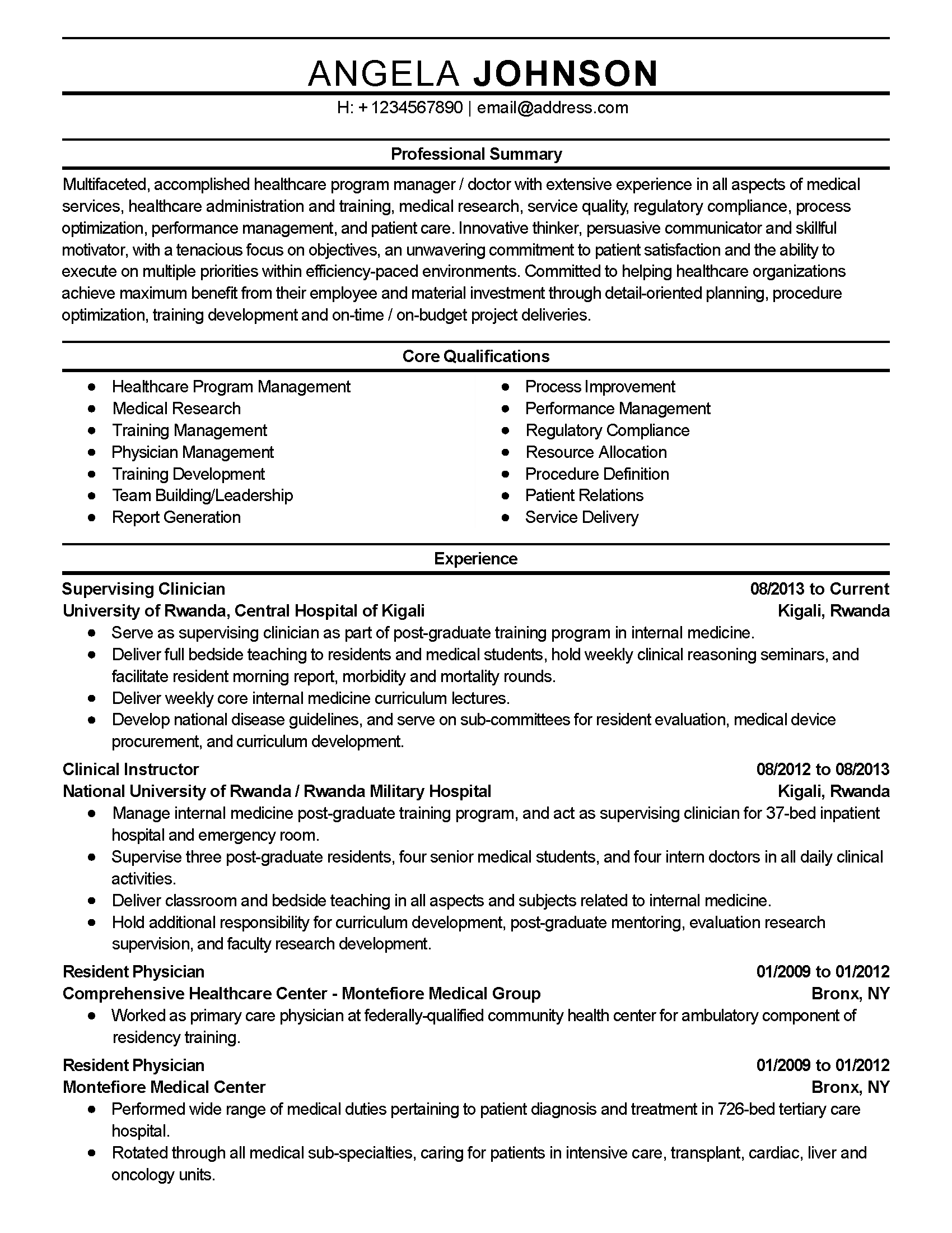 example of resume objective for healthcare