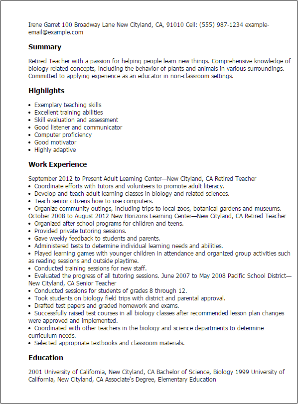 Sample Resume For Retired Teacher Tantmahec sample-resume-for-retired-teacher-tantmahec