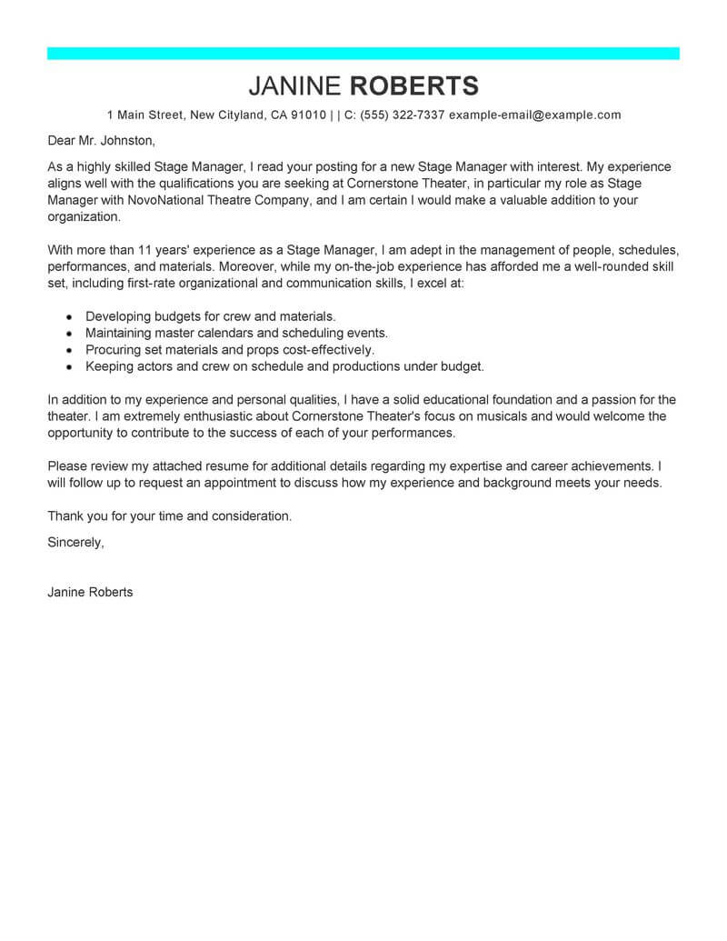 Exemplary Supervisor Cover Letter Examples