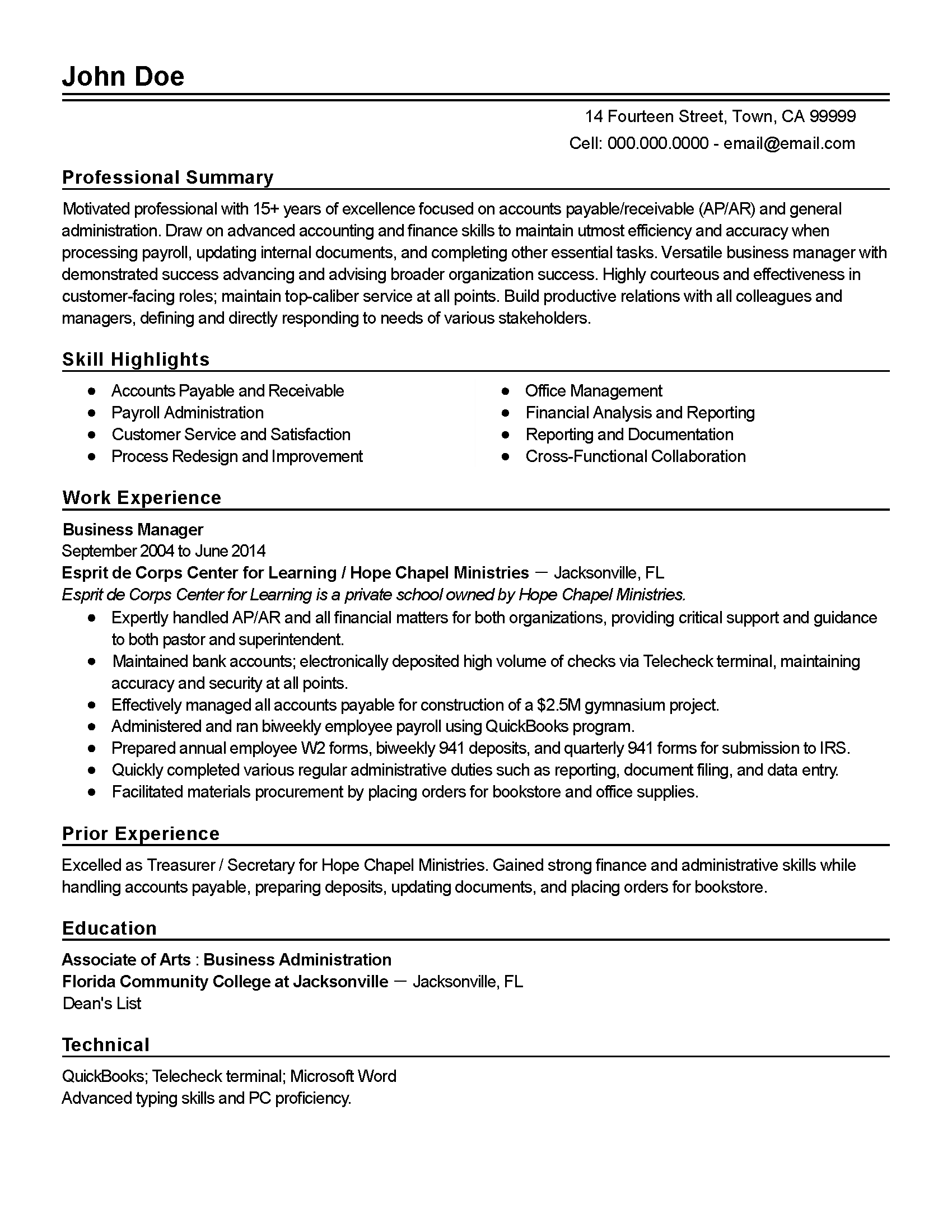 accounts job description resume