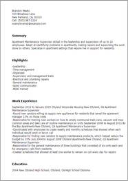 Apartment Maintenance Supervisor Resume Example MPR