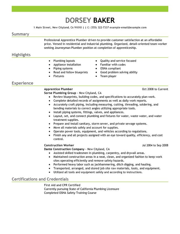 Apprentice Plumber Resume Examples Expert Tips and Guide