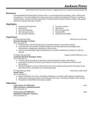 Branch Manager Trainee Resume Examples