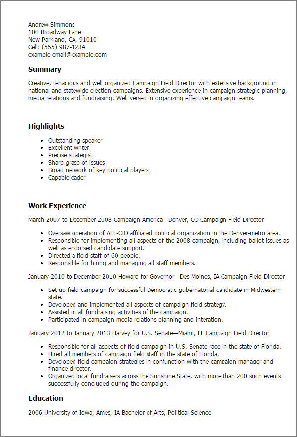 Campaign Field Director Resume Examples Templates 2024 campaign-field-director-resume-examples-templates-2024