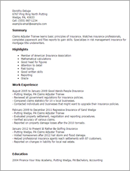 Claims Adjuster Trainee Resume