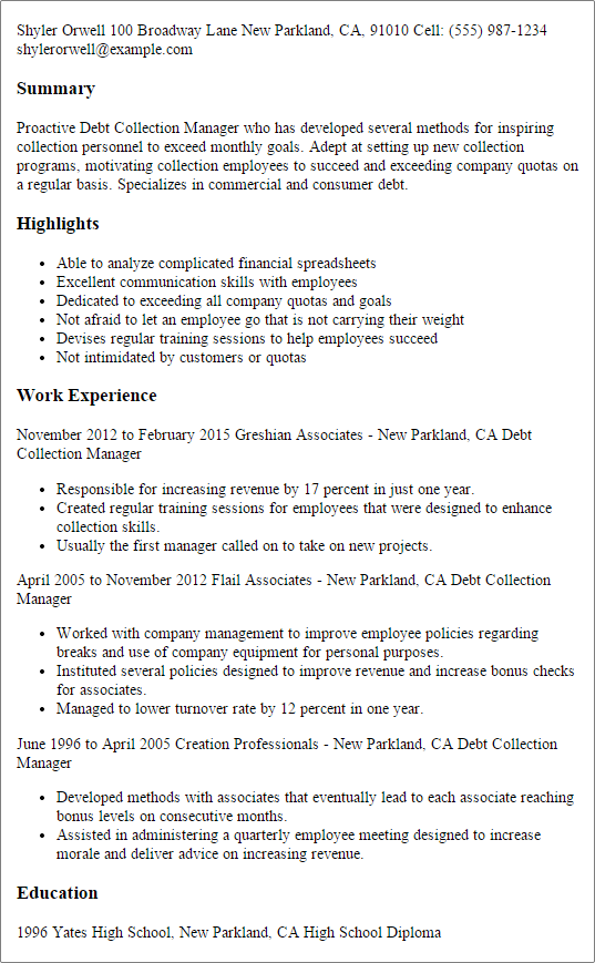debt-collection-manager-resume-example-myperfectresume