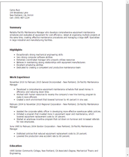 Maintenance Director Resume