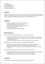 Professional Head Chef Resume Example MyPerfectResume
