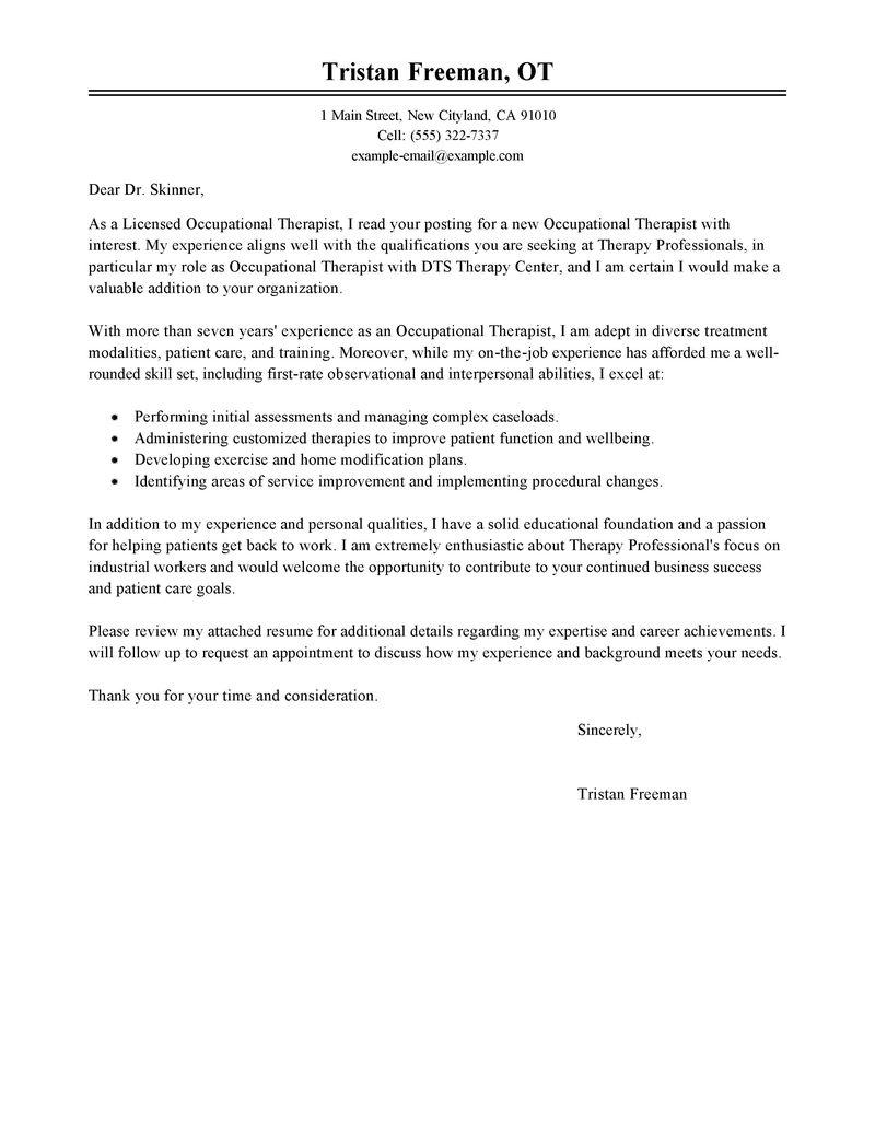 occupational therapist cover letter example