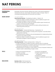 Preschool Teacher Resume Example MyPerfectResume