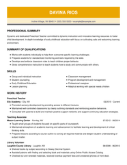 Early Childhood Teacher Resume