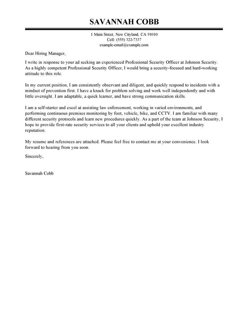 free security guard resume cover letter free security guard resume cover letter