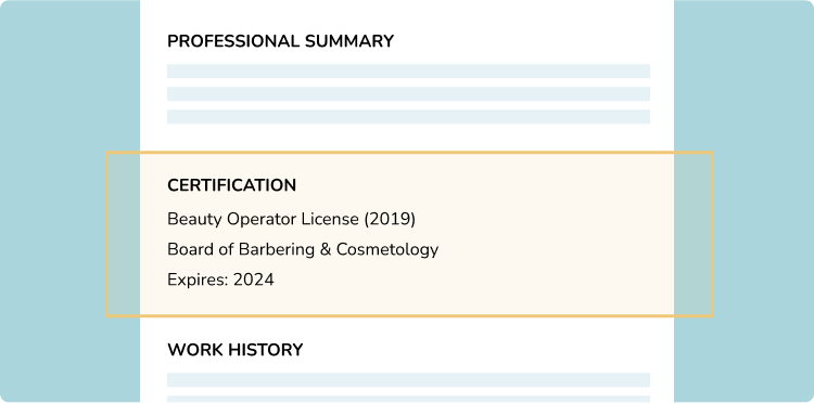 Professional License on Resume