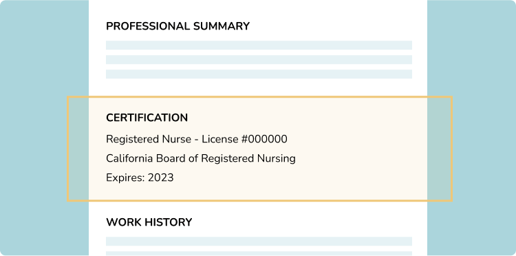 Registered Nurse License Example on Resume