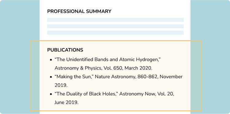 Publications Resume Section