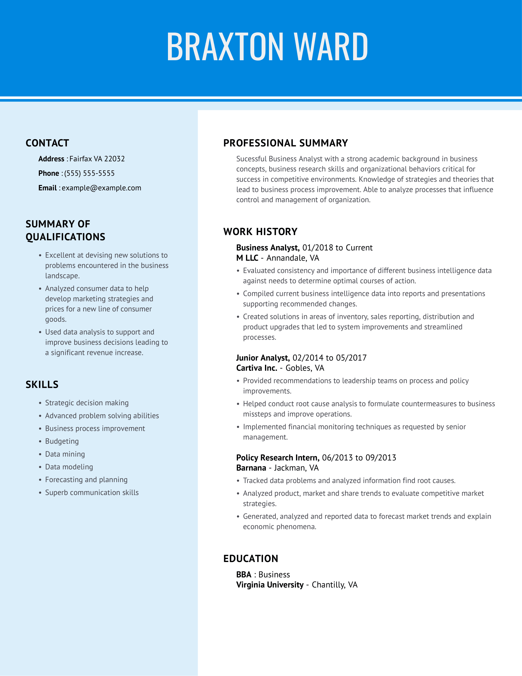 Business Analyst Some Exp Resume Example Cool Featured 0001