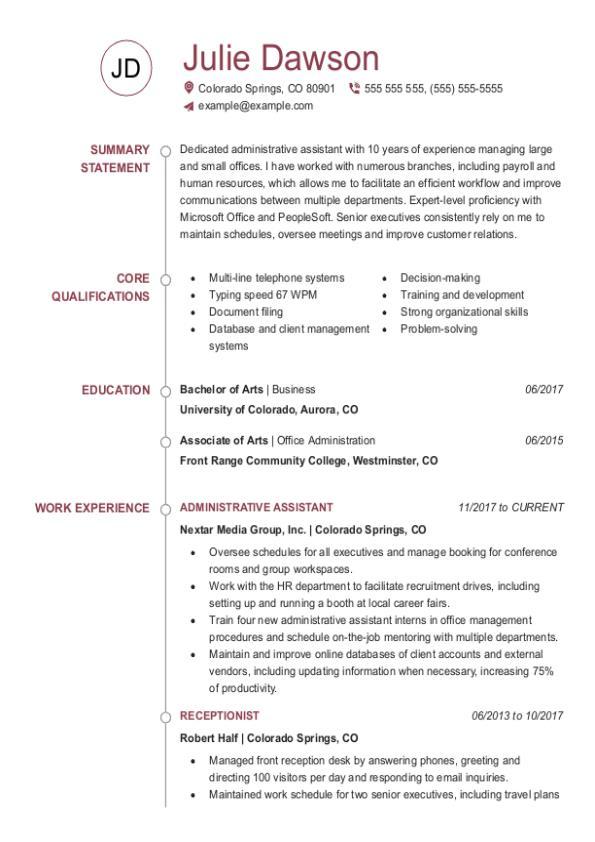 personal statement cv admin