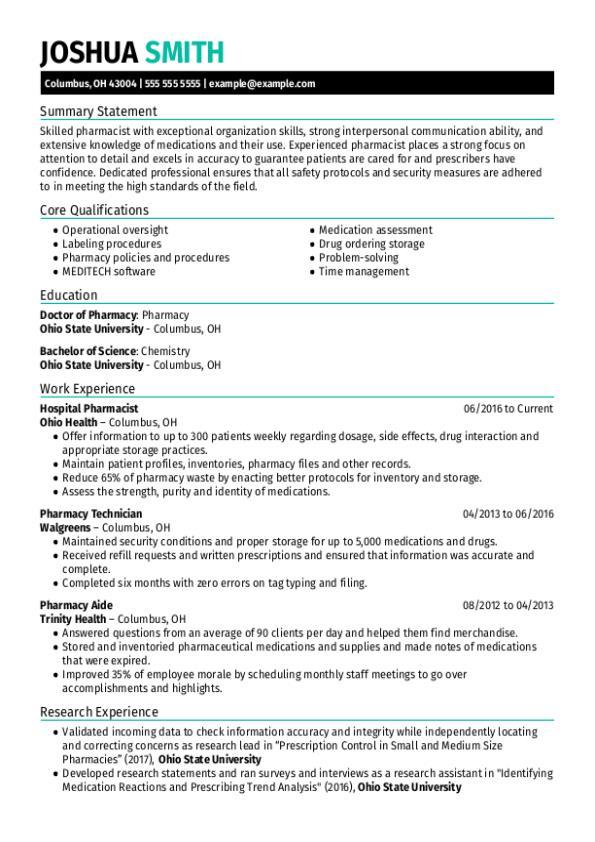 Pharmacist CV Template