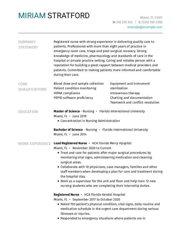 nursing resume objective statement examples