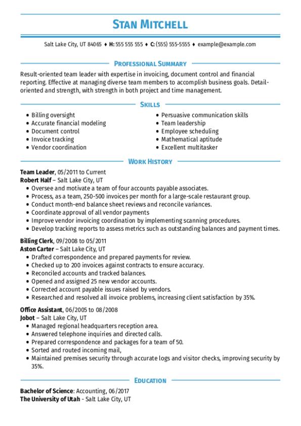 team leader roles and responsibilities in resume