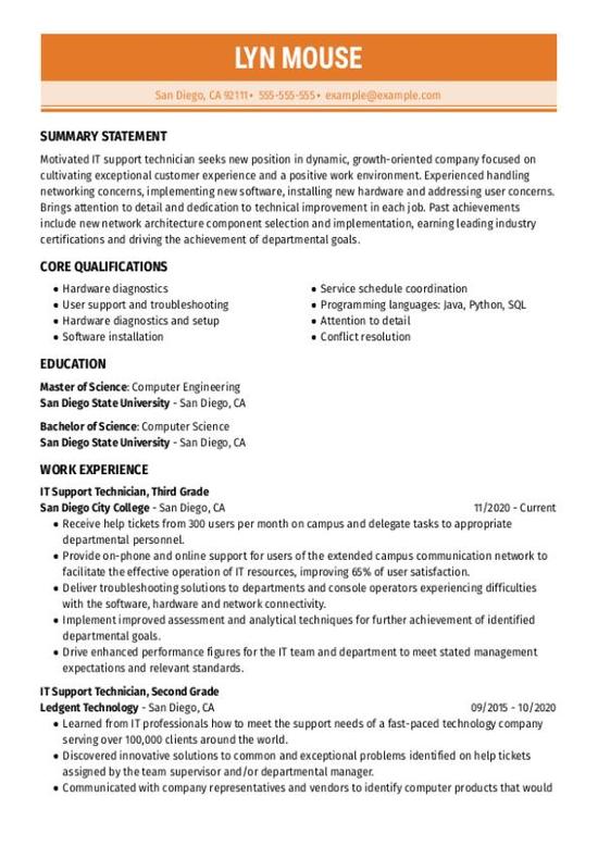 Support Technician CV Template
