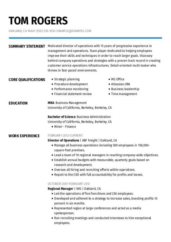 Director Of Operations CV Template