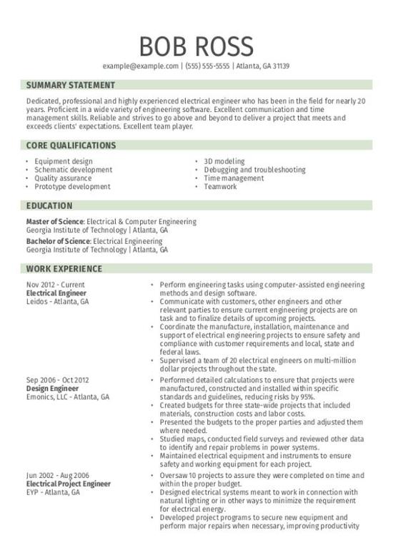 Electrical Engineer CV Template