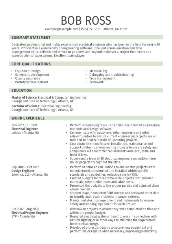 Electrical Engineer CV Template