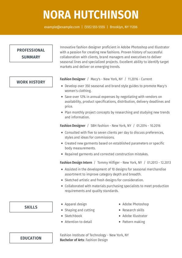 Fashion Designer Resume Template