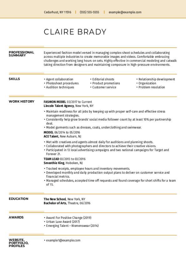 Best Fashion Model Resume + Top Tips & Guide