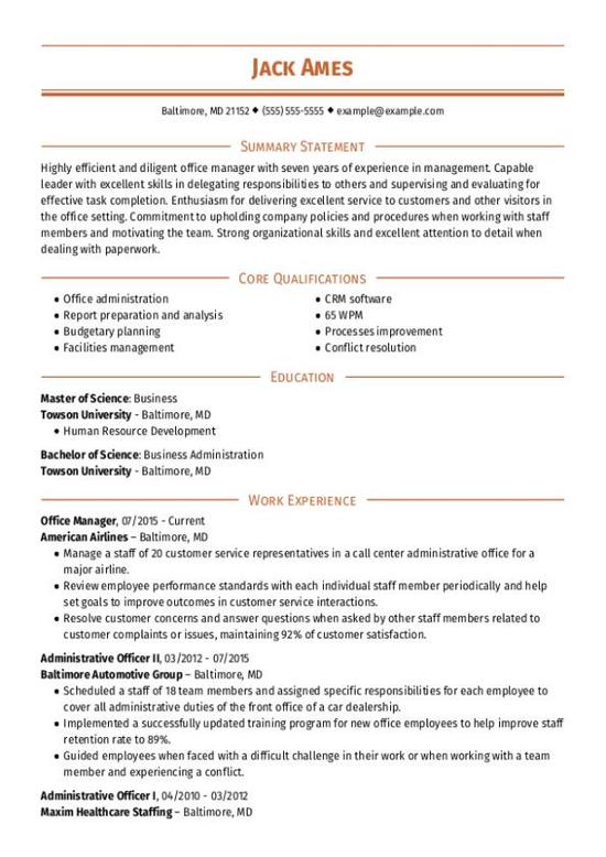 Office Manager CV Template