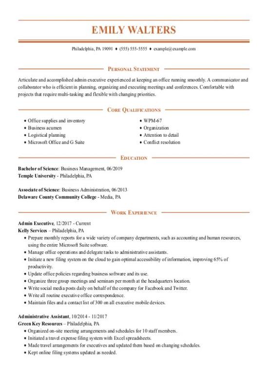 Admin Executive CV Template