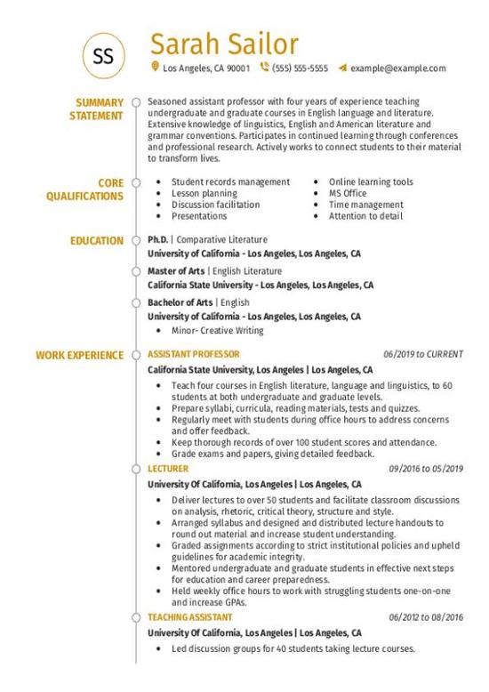 Assistant Professor CV Template