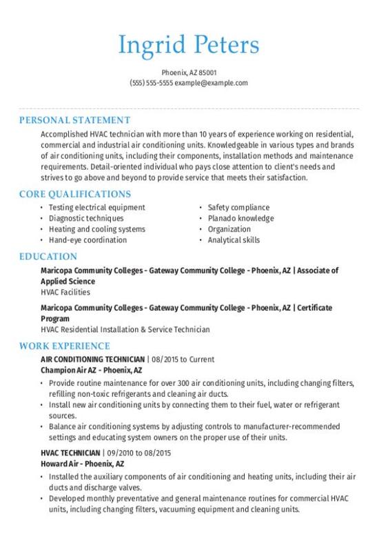 Hvac Technician CV Template