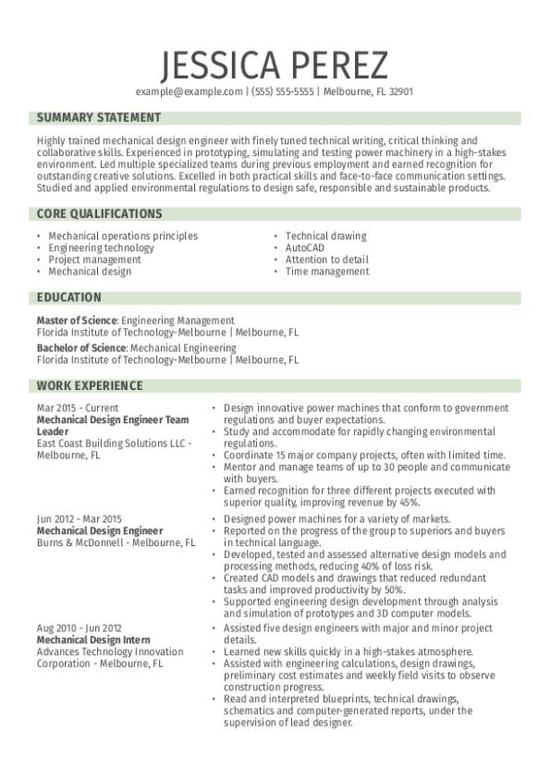 Mechanical Design Engineer CV Template