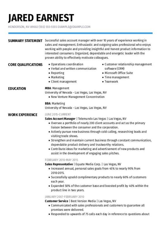 Sales Account Manager CV Template