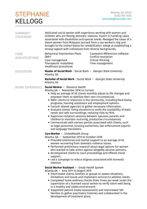 examples of social worker personal statement