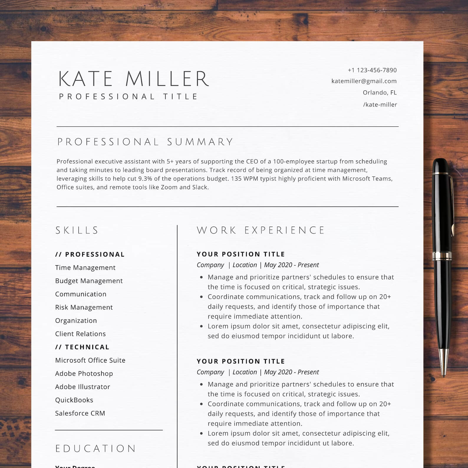 Google Docs RESUME TEMPLATE. CV Template Free. Professional