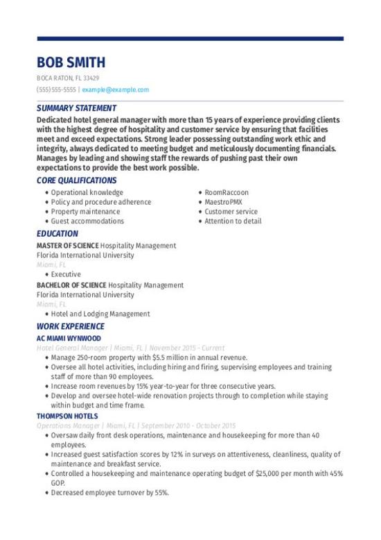 Hotel General Manager CV Template