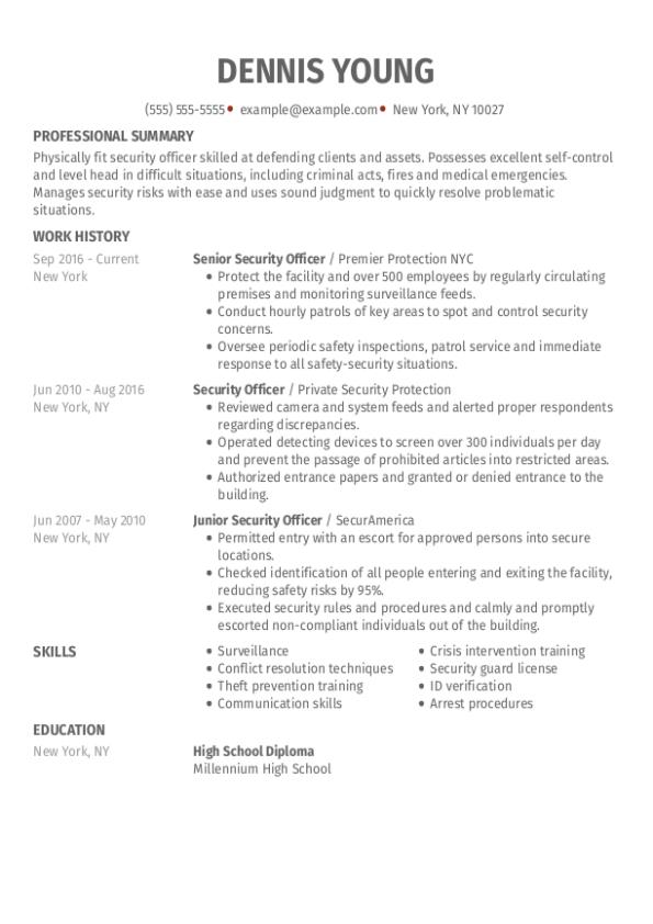 Security Officer Resume Template