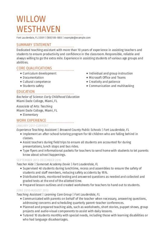 Teaching Assistant CV Template