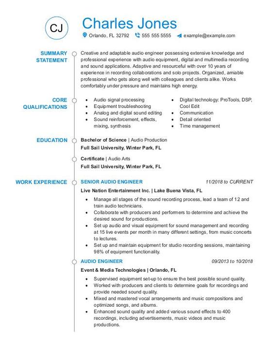 Audio Engineer CV Template