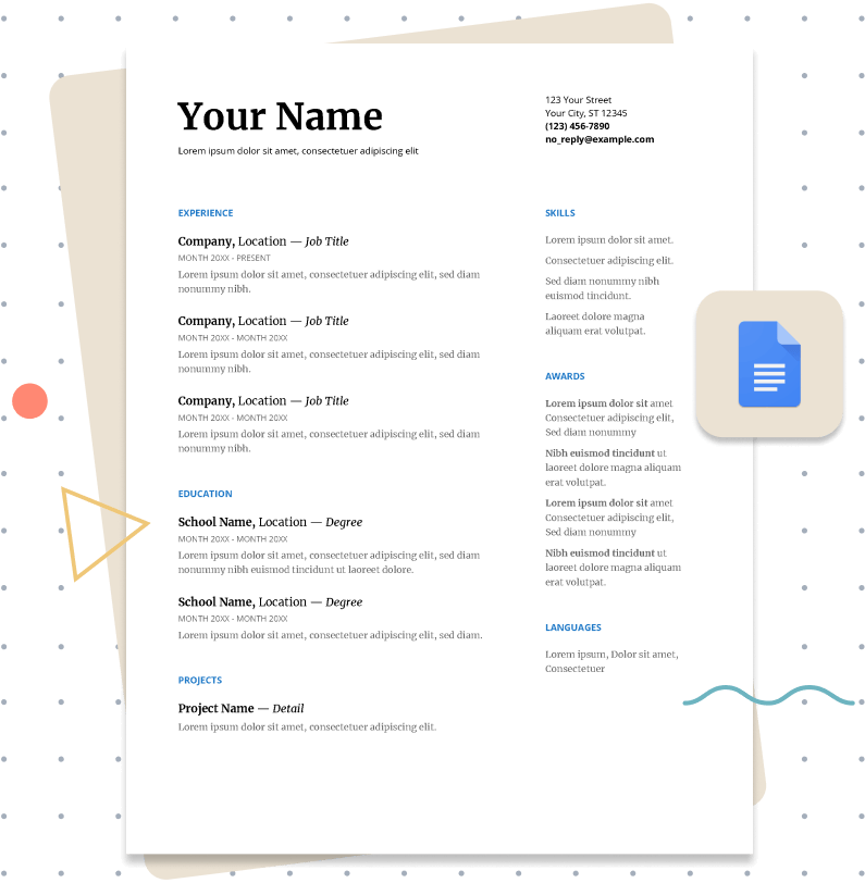 Resume Google Docs Template