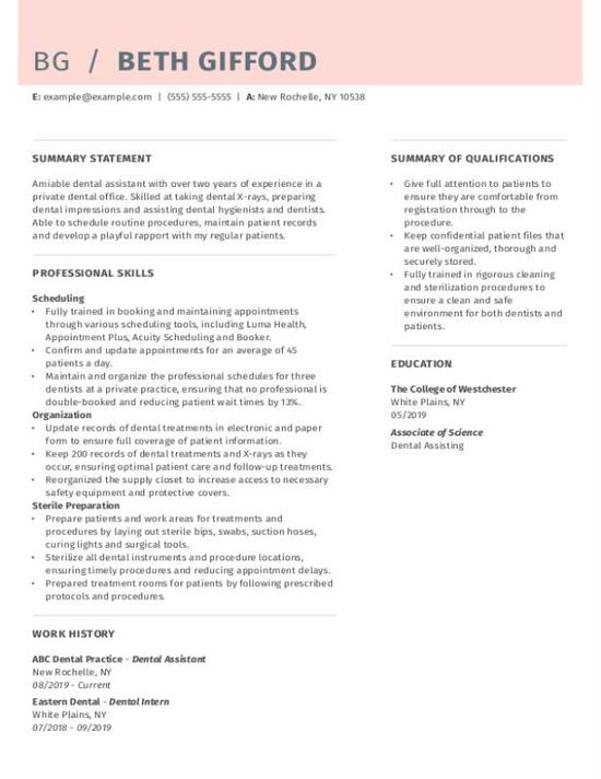 Dental Assistant Resume Template