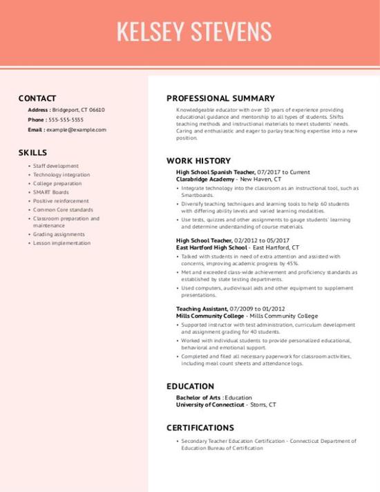 High School Teacher Resume Template