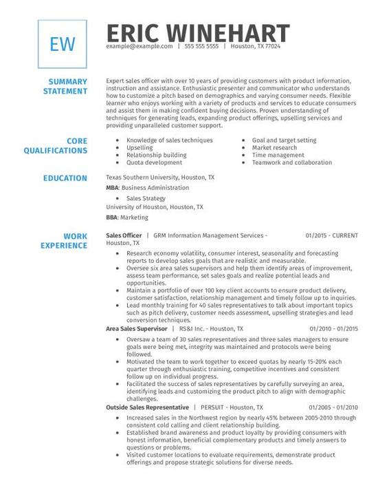 Sales Officer CV Template