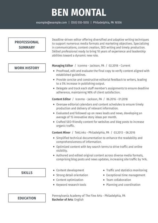 Editor Resume Template