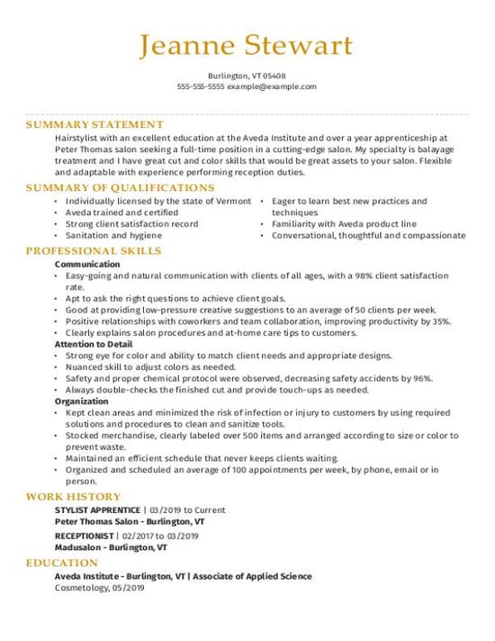 Hair Stylist Resume Template