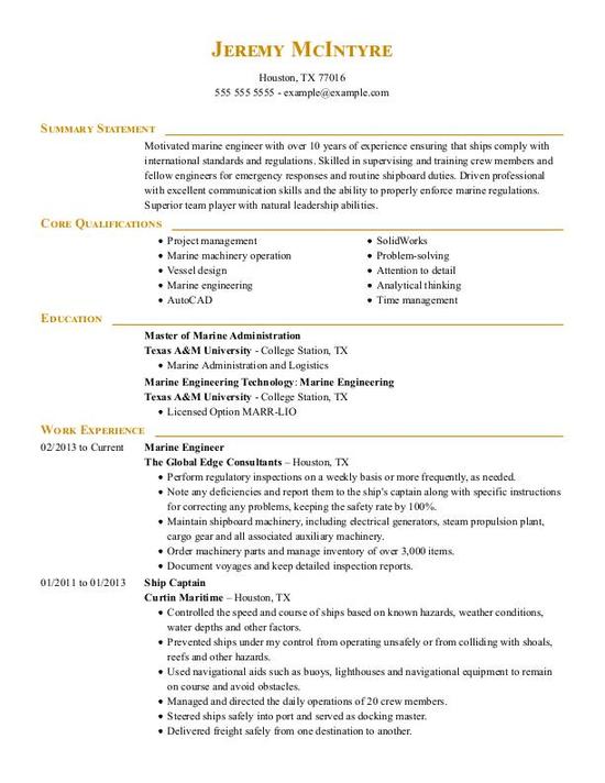 Marine Engineer CV Template